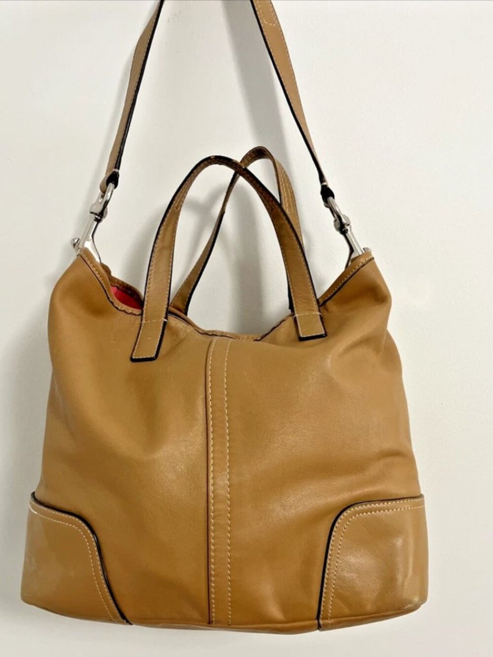 Coach Hadley Natural Tan Leather Duffle Handbag F27728